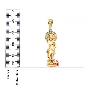 14K  Two Tone Gold Cubic zirconia San Lazaro Pendant
