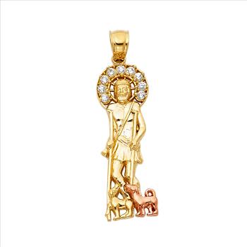 14K Two Tone Gold cubic zirconia San Lazaro Pendant