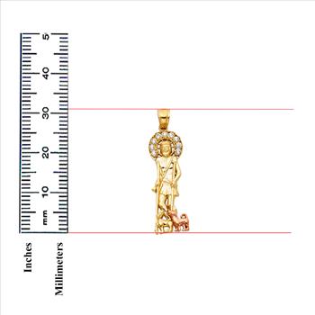 14K Two Tone Gold cubic zirconia San Lazaro Pendant