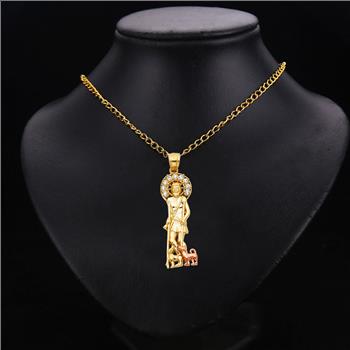14K Two Tone Gold cubic zirconia San Lazaro Pendant