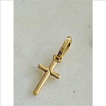 14K Yellow Gold Crucufix Design Tiny Cross Pendant