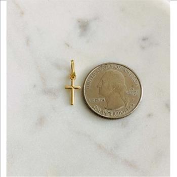 14K Yellow Gold Crucufix Design Tiny Cross Pendant
