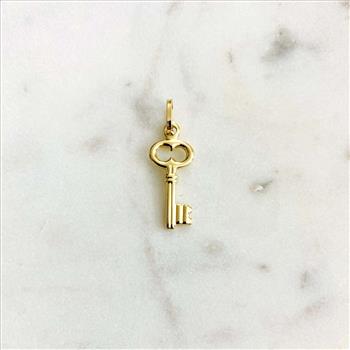 14K Yellow Gold Hollow Key Pendant