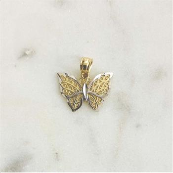 14K Two Tone Gold Butterfly Pendant