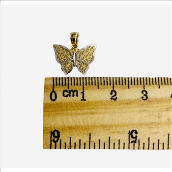 14K Two Tone Gold Butterfly Pendant