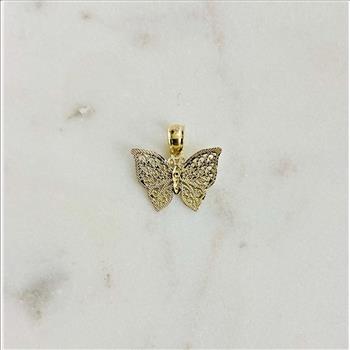 14K Two Tone Gold Butterfly Pendant