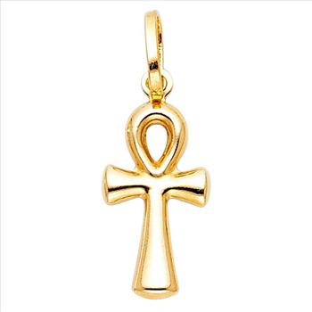 14K Yellow Gold Ankh Cross Pendant