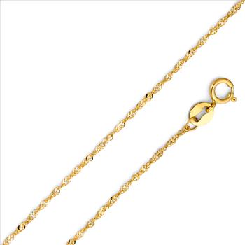 14K Yellow Gold Our Lady of Guadalupe Enamel Picture Charm Pendant with 0.9mm Singapore Chain - 20''