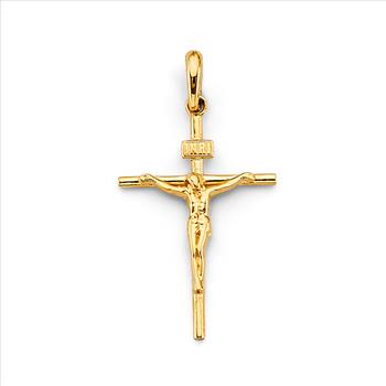 14K Yellow Gold Crucufix Cross Pendant