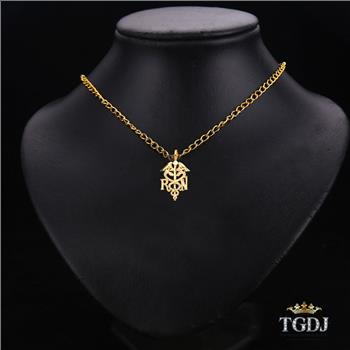 14K Yellow Gold Symbol of Medical SERVICE Pendant - 20 mm X 13 mm