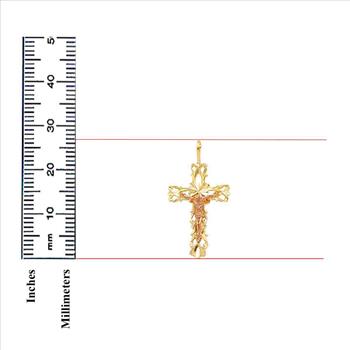 14K Two Tone Gold Religious Crucifix Pendant - 27 mm X 17 mm
