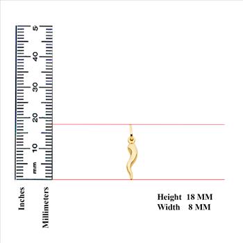 14K Yellow Gold Cornicello Italian Horn Pendant - 20 mm X 05 mm