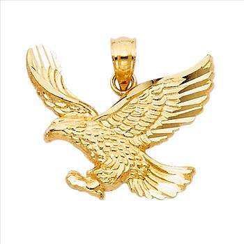 14K Yellow Gold Eagle Pendant - Height : 17 mm Width : 21 mm