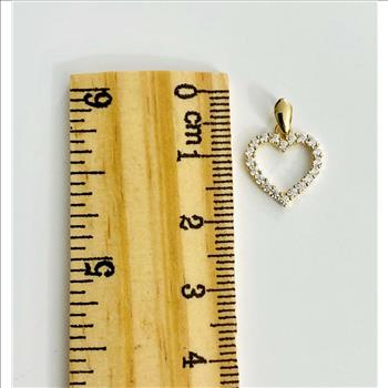 14K Yellow Gold cubic zirconia Heart Pendant