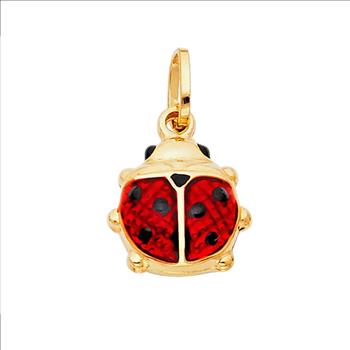 14K Yellow Gold  Hollow Enamel Pendant