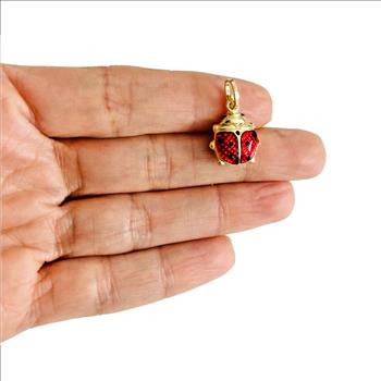 14K Yellow Gold  Hollow Enamel Pendant