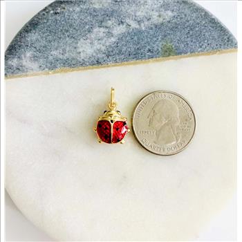 14K Yellow Gold  Hollow Enamel Pendant