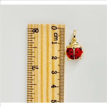 14K Yellow Gold  Hollow Enamel Pendant