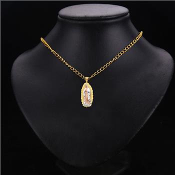 14K Tri Color Gold Guadalupe Pendant