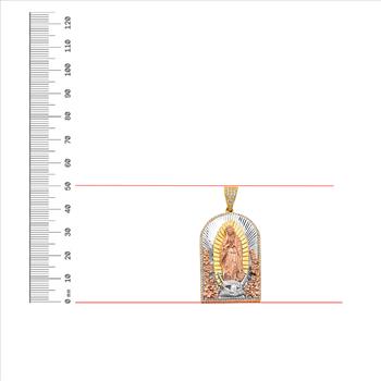 14K Tri Color Gold Cubic zirconia Guadalupe Pendant