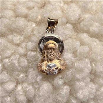 14K Two Tone Gold Religious Stamp Pendant