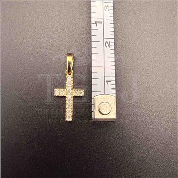 14K Yellow Gold cubic zirconia Cross Pendant