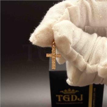14K Yellow Gold cubic zirconia Cross Pendant