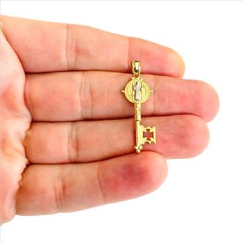 14K Two Tone Gold Key San Benito Pendant