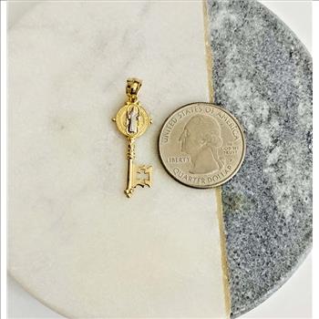 14K Two Tone Gold Key San Benito Pendant