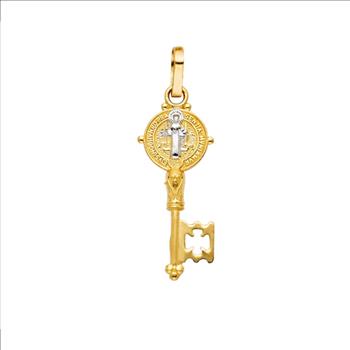 14K Two Tone Gold Key San Benito Pendant