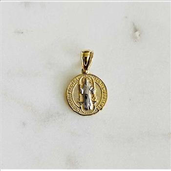 14K Two Tone Gold Religious  Pendant