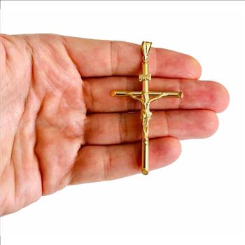 14K Yellow Gold Crucufix Cross Pendant