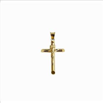 14K Yellow Gold Crucufix  Cross Pendant
