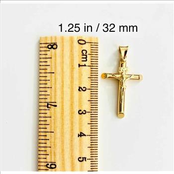 14K Yellow Gold Crucufix  Cross Pendant