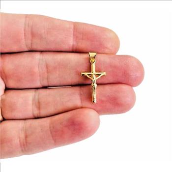 14K Yellow Gold Crucufix  Cross Pendant