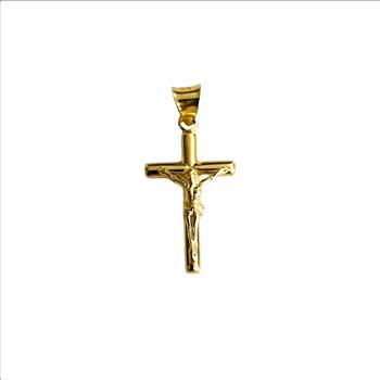 14K Yellow Gold Crucufix  Cross Pendant