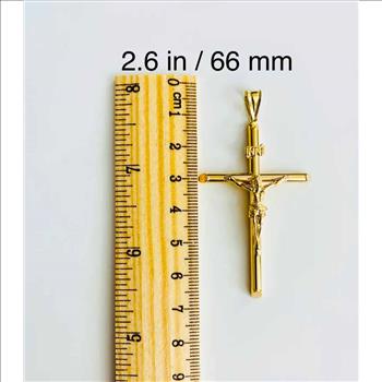 14K Yellow Gold Crucufix Cross Pendant