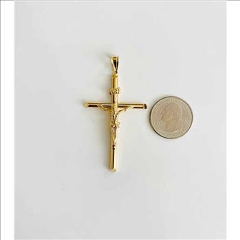 14K Yellow Gold Crucufix Cross Pendant