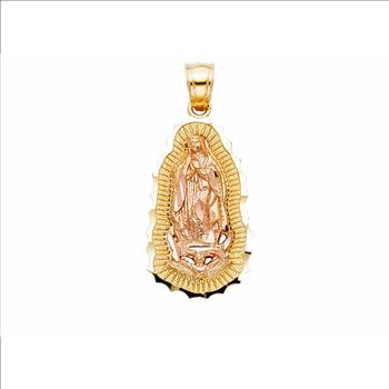 14K Two Tone Gold Our Lady of Guadalupe Pendant