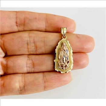 14K Two Tone Gold Our Lady of Guadalupe Pendant