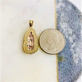 14K Two Tone Gold Our Lady of Guadalupe Pendant