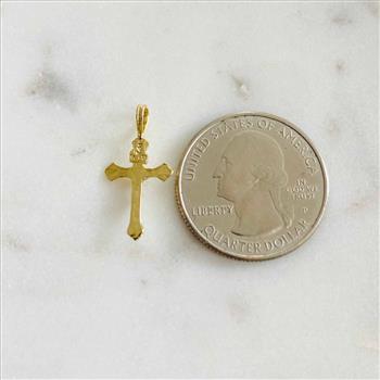 14K Yellow Gold Fancy Tiny Crucufix Pendant