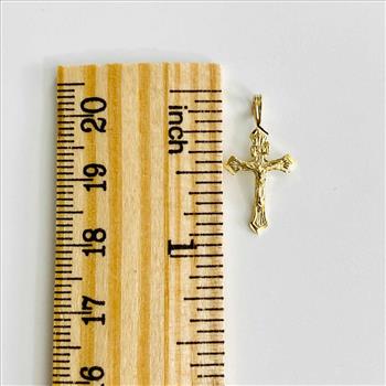 14K Yellow Gold Fancy Tiny Crucufix Pendant