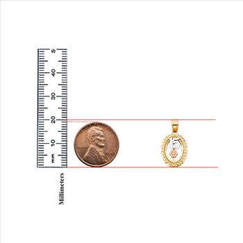 14K Tri Color Gold 15 Years Heart Pendant with 14K Tri Color Gold 1.5mm Valentono Chain - 18 Inch