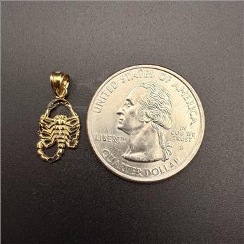 14K Yellow Gold Scorpion Pendant With Yellow Gold 0.8mm Box Chain - 24 Inch