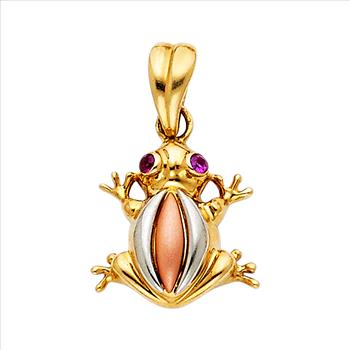14K Yellow Gold Frog Pendant`- 13mm X 13mm