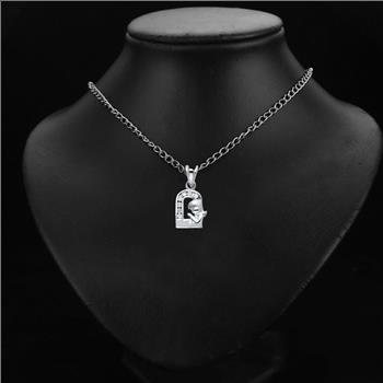 14K White Gold Cubic Zirconia Girl Prayer Religious Pendant - 13 mm X 08 mm