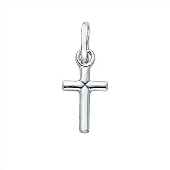 14K White Gold  Cross Religious Pendant - 13 mm X 10 mm