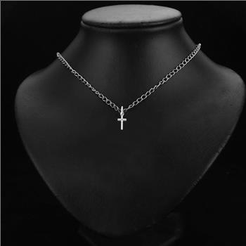 14K White Gold  Cross Religious Pendant - 13 mm X 10 mm