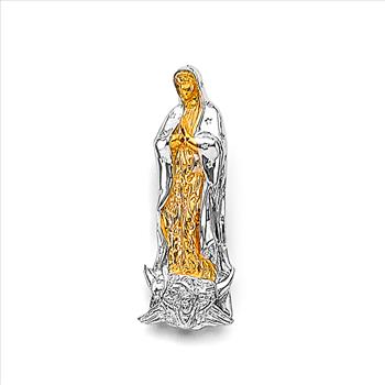 14K Two Tone Gold Guadalupe Pendant